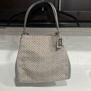 Coach gray leather tote